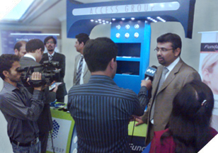 Mr. Owais Zaidi (COO) speaking to media at the 4th International Mobile Commerce Conference.