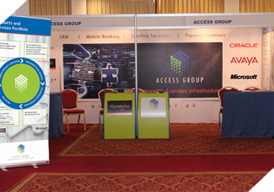 The Access Group Stall at the 9th International E-Banking Conference & Exhibition 2011 held at Pearl Continental Hotel.