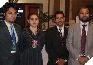 Mr. Imran Farooq (Sales Executive), Ms. Alina Tariq (Asst. Brand Manager), Mr. Hunaid Abbas (Sr. Marketing Executive) & Mr. Faisal Qadri (Business Unit Manager - Communications) at the conference.